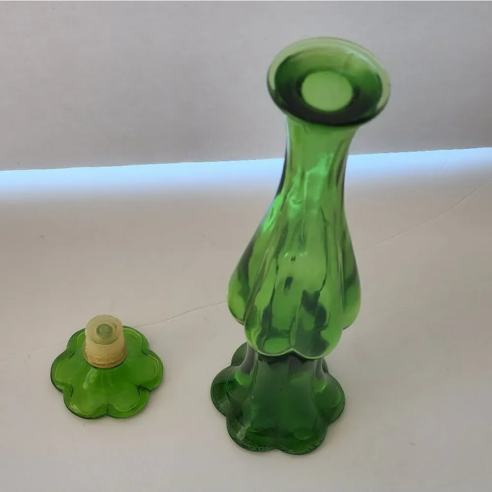Vintage Green Glass Bud Vase